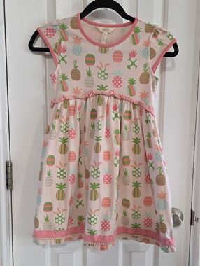 Matilda Jane Pink Pineapple Print Dress with Green Accents